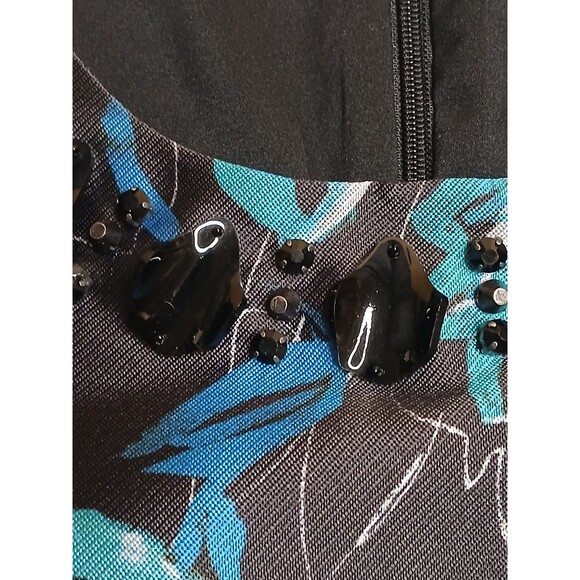 Sachin & Babi NOIR Sz 10 Sheila Floral Beaded Cocktail Dress Black Blue & Topaz - Picture 11 of 16